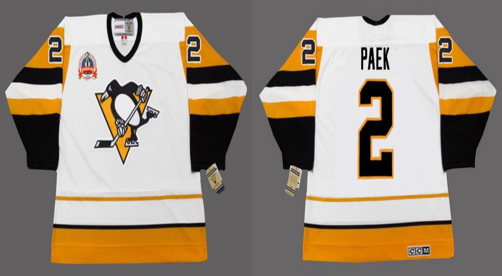 2019 Men Pittsburgh Penguins #2 Paek White yellow CCM NHL jerseys->pittsburgh penguins->NHL Jersey